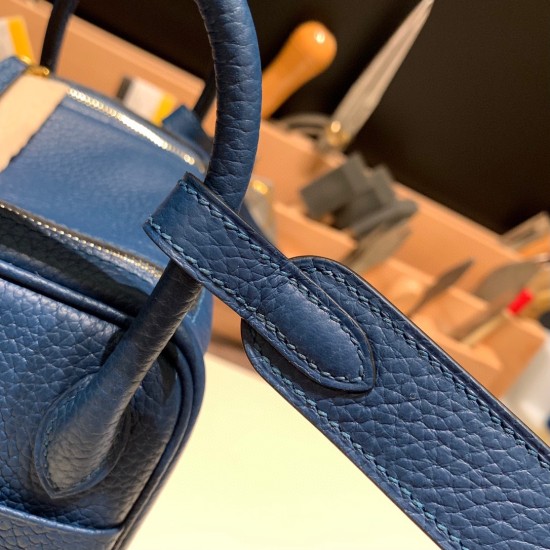 エルメス リンディミニ19 Mini Lindy Clemence トリヨンクレマンス ディープブルー S4 /Deep Blue  ゴールド金具  lindymini-107 全手縫い