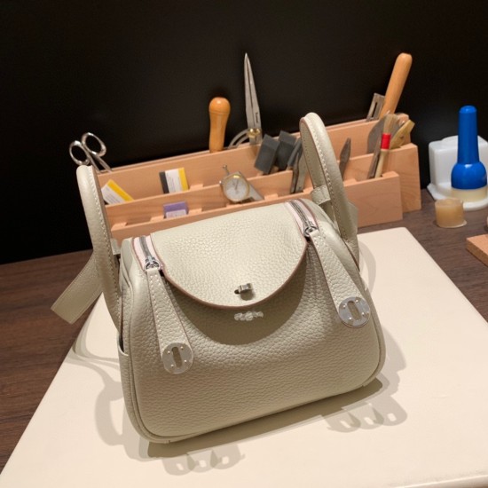 エルメス リンディミニ19 Mini Lindy Clemence トリヨンクレマンス パールグレー 80 / Pearl Grey    シルバー金具  lindymini-109 全手縫い