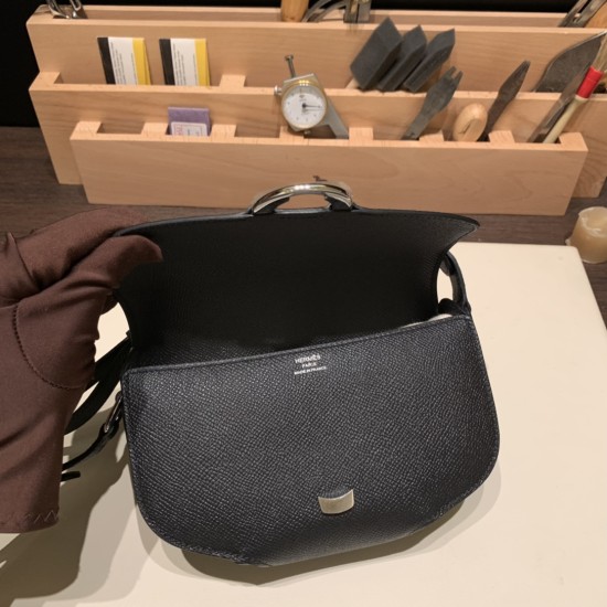 エルメスCherche-Midi 18 ヴォーエプソン 89/Black (Noir) ブラック シルバー金具  Cherche-045 全手縫い