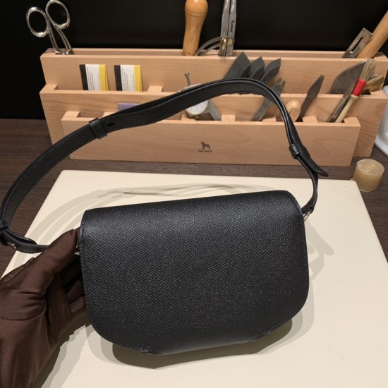 エルメスCherche-Midi 18 ヴォーエプソン 89/Black (Noir) ブラック シルバー金具  Cherche-045 全手縫い