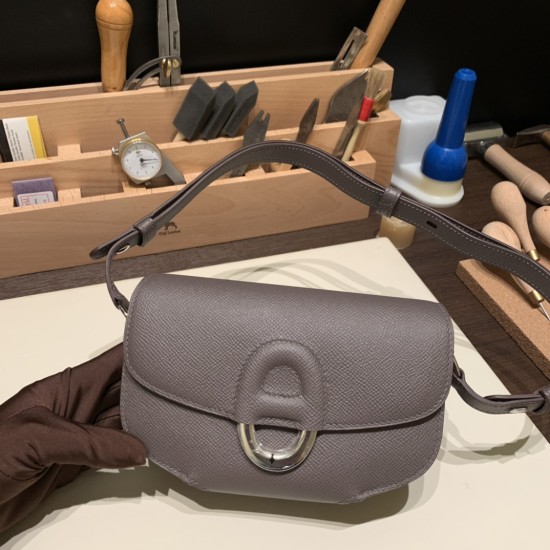 エルメスCherche-Midi 18 ヴォーエプソン 81/Gris Tourterelle トゥルティエールグレー シルバー金具  Cherche-046 全手縫い