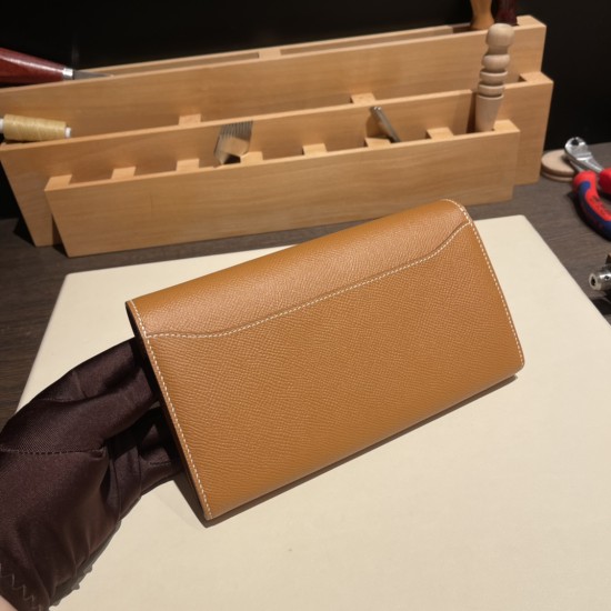 エルメス コンスタンス ロング ヴォーエプソン 37 /Gold ゴールド シルバー金具  wallet-032 全手縫い